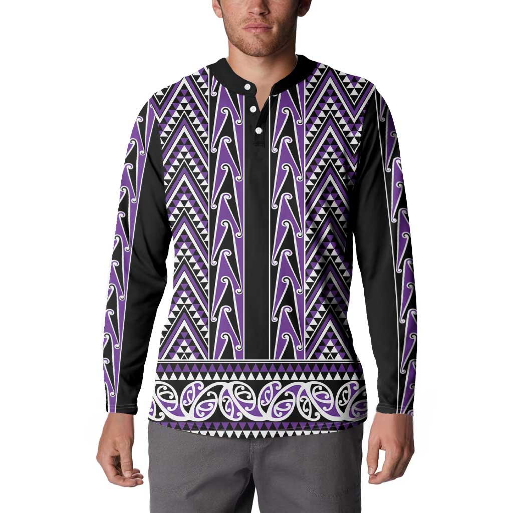 New Zealand Maori Niho Taniwha Button Sweatshirt Waiporopo Mangopare and Puhoro Pattern