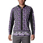 New Zealand Maori Niho Taniwha Button Sweatshirt Waiporopo Mangopare and Puhoro Pattern