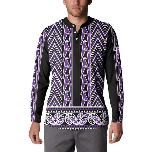 New Zealand Maori Niho Taniwha Button Sweatshirt Waiporopo Mangopare and Puhoro Pattern