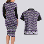 New Zealand Maori Niho Taniwha Couples Matching Long Sleeve Bodycon Dress and Hawaiian Shirt Waiporopo Mangopare and Puhoro Pattern