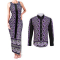 New Zealand Maori Niho Taniwha Couples Matching Tank Maxi Dress and Long Sleeve Button Shirt Waiporopo Mangopare and Puhoro Pattern