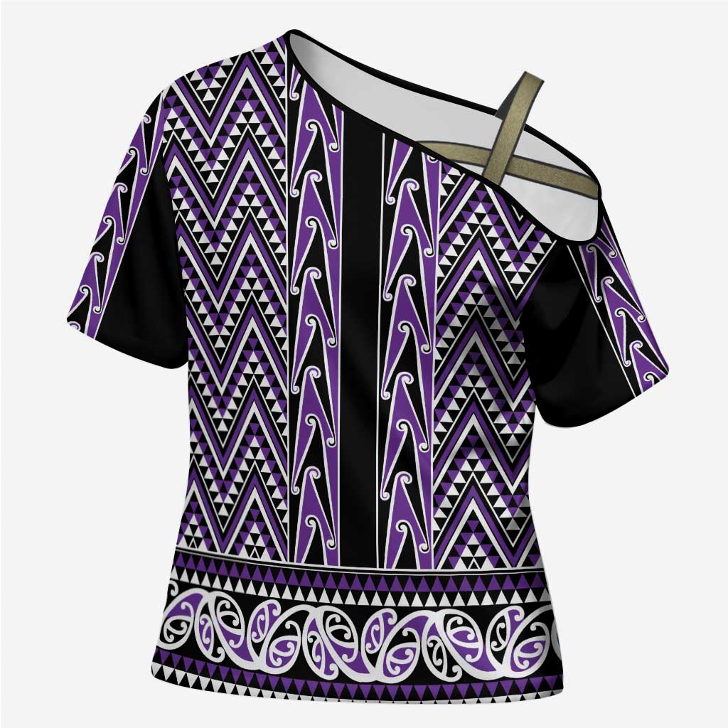 New Zealand Maori Niho Taniwha Cross Shoulder Shirt Waiporopo Mangopare and Puhoro Pattern - Aussie Hoodie