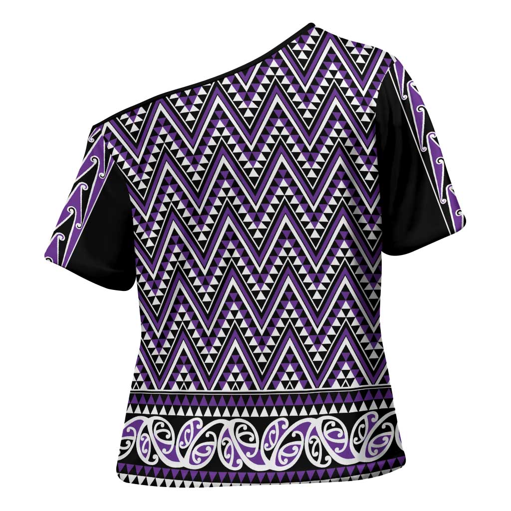 New Zealand Maori Niho Taniwha Cross Shoulder Shirt Waiporopo Mangopare and Puhoro Pattern - Aussie Hoodie