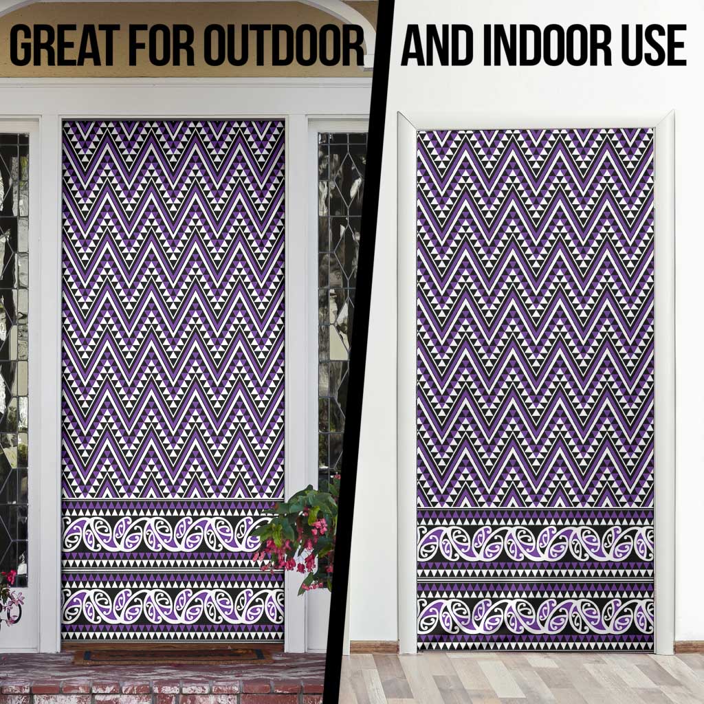 New Zealand Maori Niho Taniwha Door Cover Waiporopo Mangopare and Puhoro Pattern - Aussie Hoodie