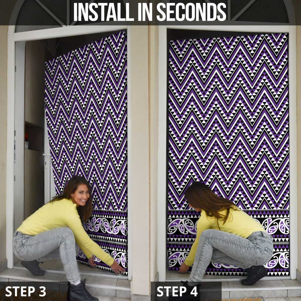 New Zealand Maori Niho Taniwha Door Cover Waiporopo Mangopare and Puhoro Pattern - Aussie Hoodie