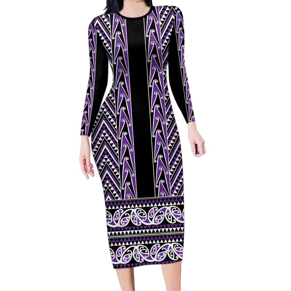 New Zealand Maori Niho Taniwha Family Matching Long Sleeve Bodycon Dress and Hawaiian Shirt Waiporopo Mangopare and Puhoro Pattern
