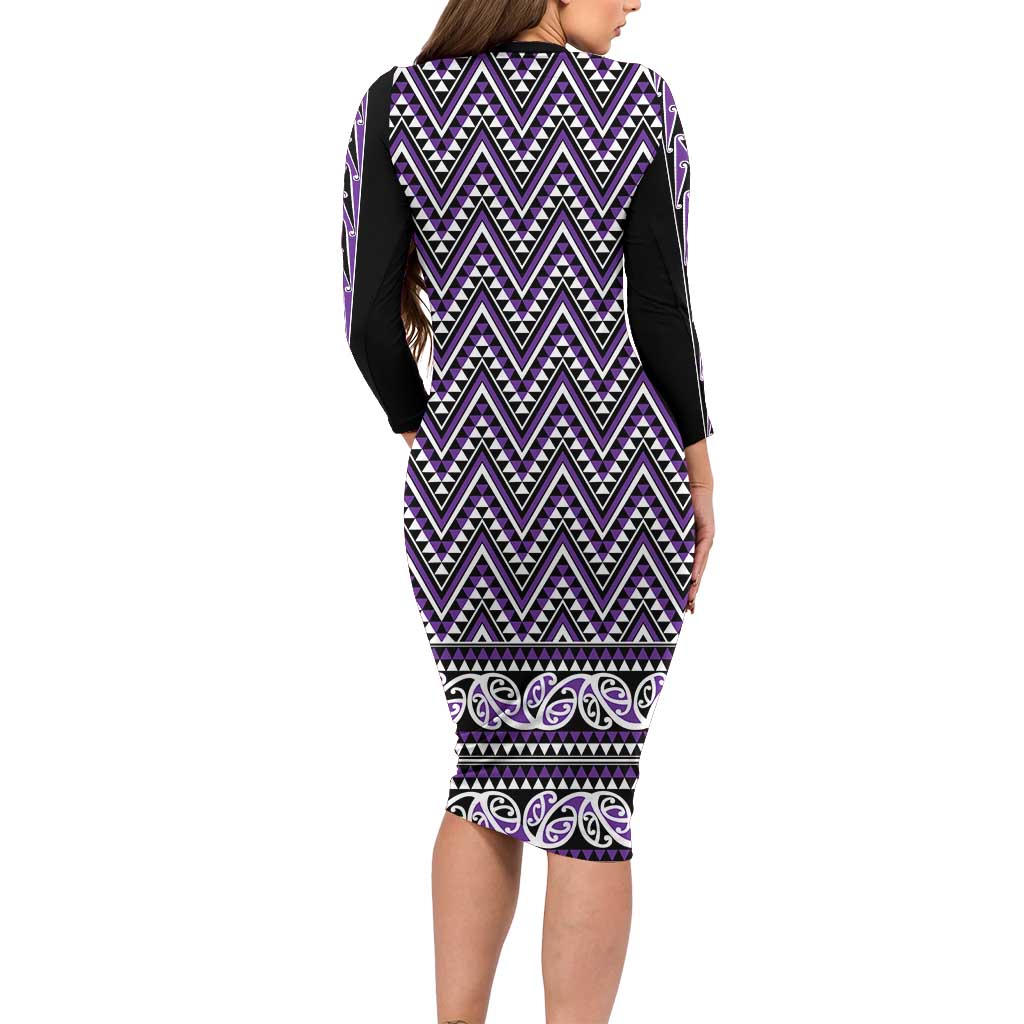 New Zealand Maori Niho Taniwha Family Matching Long Sleeve Bodycon Dress and Hawaiian Shirt Waiporopo Mangopare and Puhoro Pattern