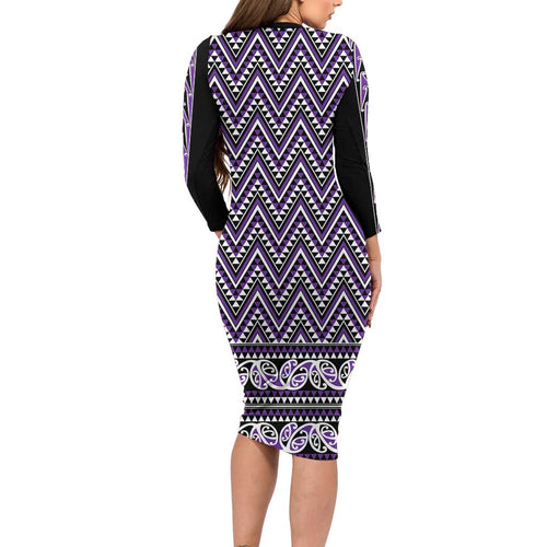 New Zealand Maori Niho Taniwha Family Matching Long Sleeve Bodycon Dress and Hawaiian Shirt Waiporopo Mangopare and Puhoro Pattern