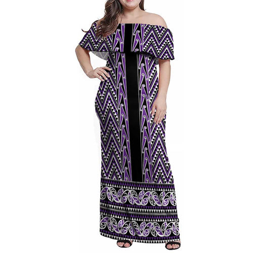 New Zealand Maori Niho Taniwha Family Matching Off Shoulder Maxi Dress and Hawaiian Shirt Waiporopo Mangopare and Puhoro Pattern