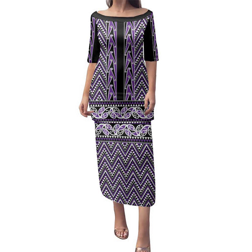 New Zealand Maori Niho Taniwha Family Matching Puletasi and Hawaiian Shirt Waiporopo Mangopare and Puhoro Pattern