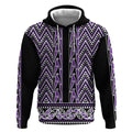 New Zealand Maori Niho Taniwha Hoodie Waiporopo Mangopare and Puhoro Pattern