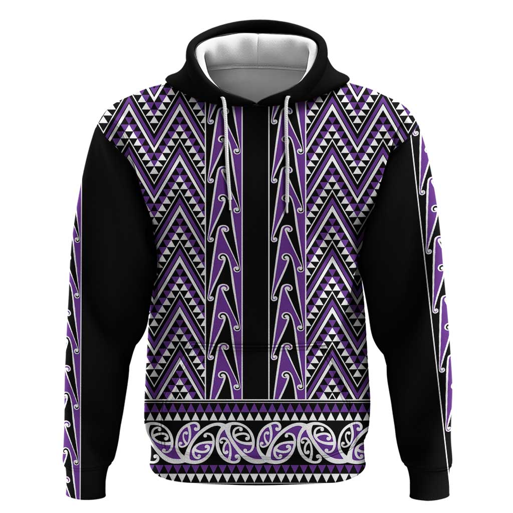 New Zealand Maori Niho Taniwha Hoodie Waiporopo Mangopare and Puhoro Pattern