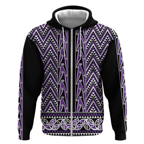 New Zealand Maori Niho Taniwha Hoodie Waiporopo Mangopare and Puhoro Pattern