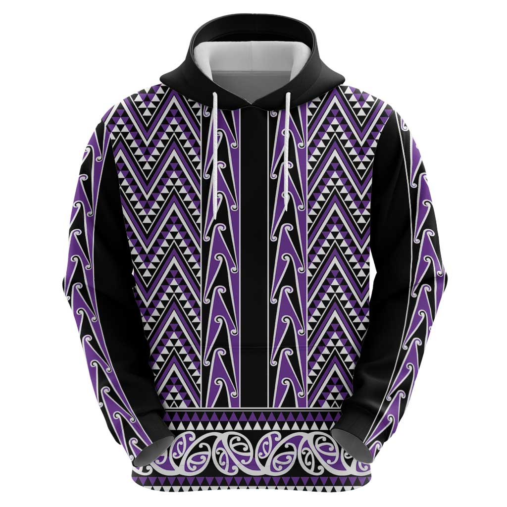 New Zealand Maori Niho Taniwha Hoodie Waiporopo Mangopare and Puhoro Pattern