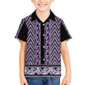 New Zealand Maori Niho Taniwha Kid Hawaiian Shirt Waiporopo Mangopare and Puhoro Pattern