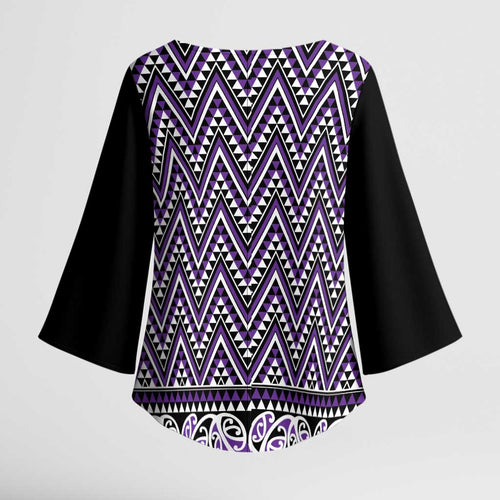 New Zealand Maori Niho Taniwha Kimono Sleeve Blouse Waiporopo Mangopare and Puhoro Pattern - Aussie Hoodie