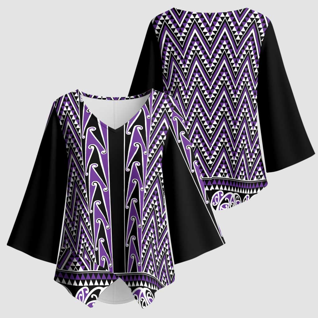 New Zealand Maori Niho Taniwha Kimono Sleeve Blouse Waiporopo Mangopare and Puhoro Pattern - Aussie Hoodie