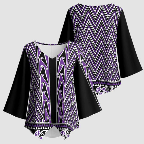 New Zealand Maori Niho Taniwha Kimono Sleeve Blouse Waiporopo Mangopare and Puhoro Pattern - Aussie Hoodie