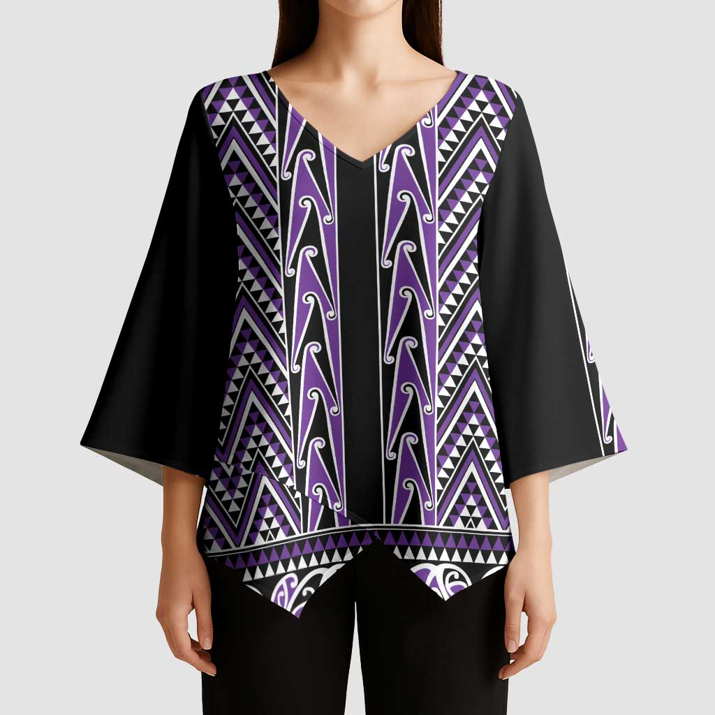 New Zealand Maori Niho Taniwha Kimono Sleeve Blouse Waiporopo Mangopare and Puhoro Pattern - Aussie Hoodie
