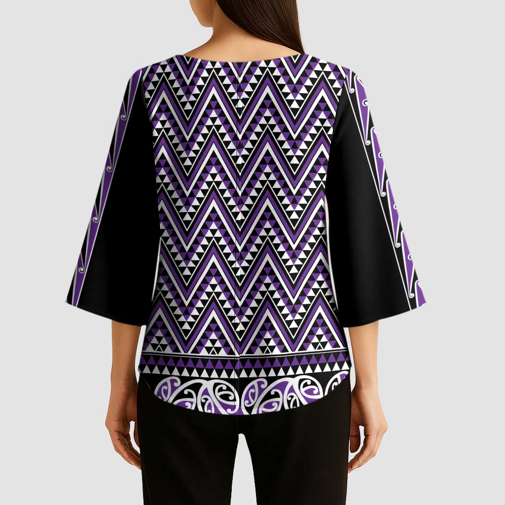 New Zealand Maori Niho Taniwha Kimono Sleeve Blouse Waiporopo Mangopare and Puhoro Pattern - Aussie Hoodie