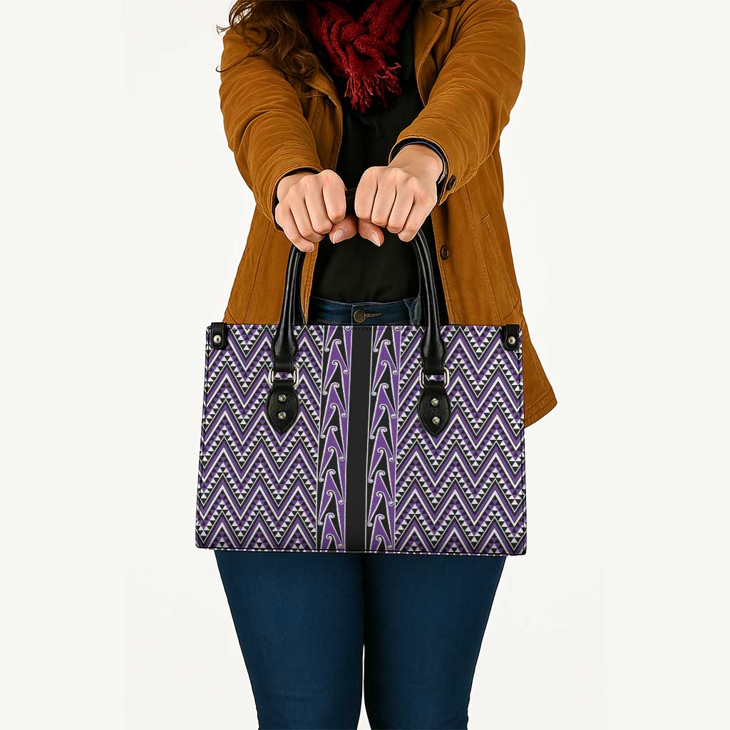 New Zealand Maori Niho Taniwha Leather Bag Waiporopo Mangopare and Puhoro Pattern - Aussie Hoodie