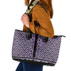 New Zealand Maori Niho Taniwha Leather Tote Bag Waiporopo Mangopare and Puhoro Pattern