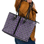 New Zealand Maori Niho Taniwha Leather Tote Bag Waiporopo Mangopare and Puhoro Pattern