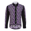 New Zealand Maori Niho Taniwha Long Sleeve Button Shirt Waiporopo Mangopare and Puhoro Pattern