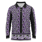 New Zealand Maori Niho Taniwha Long Sleeve Polo Shirt Waiporopo Mangopare and Puhoro Pattern