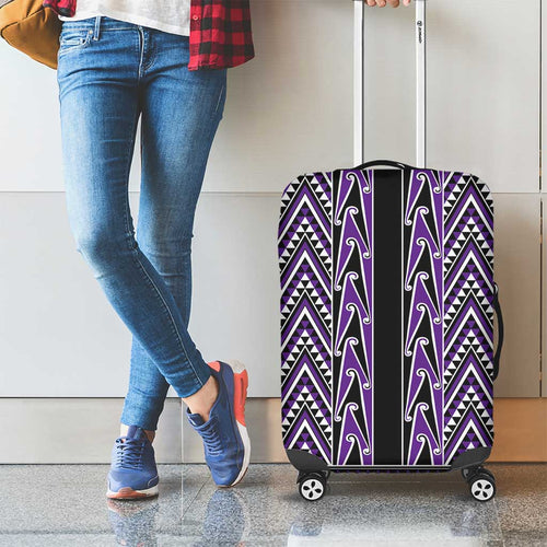 New Zealand Maori Niho Taniwha Luggage Cover Waiporopo Mangopare and Puhoro Pattern