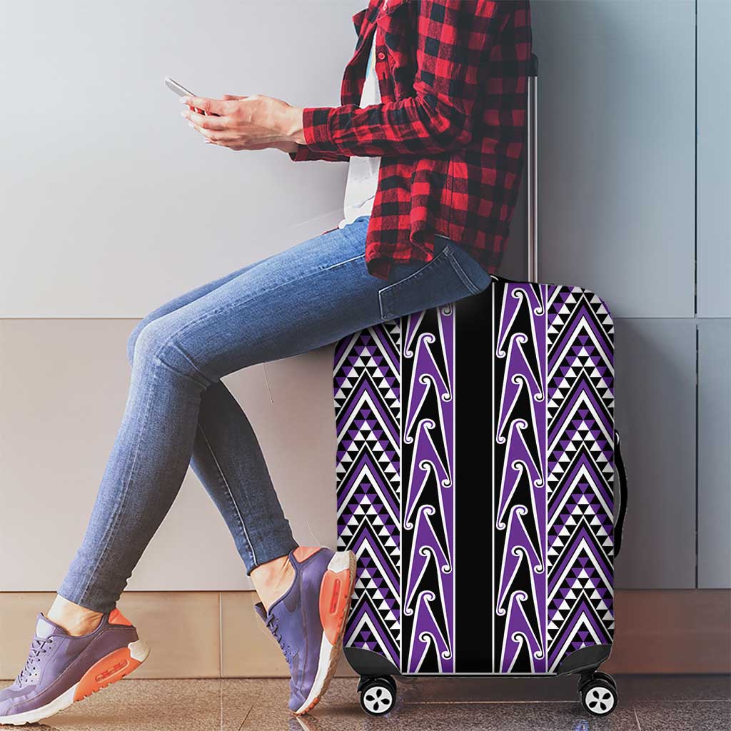 New Zealand Maori Niho Taniwha Luggage Cover Waiporopo Mangopare and Puhoro Pattern