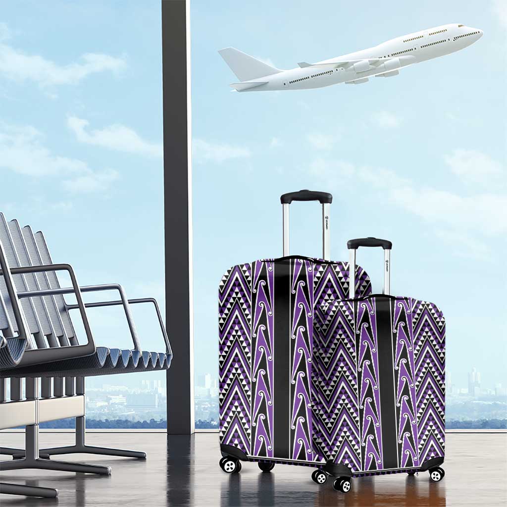 New Zealand Maori Niho Taniwha Luggage Cover Waiporopo Mangopare and Puhoro Pattern