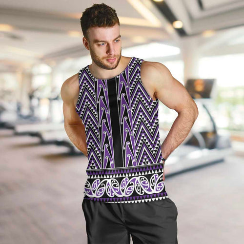 New Zealand Maori Niho Taniwha Men Tank Top Waiporopo Mangopare and Puhoro Pattern