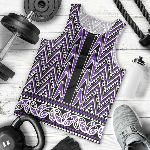 New Zealand Maori Niho Taniwha Men Tank Top Waiporopo Mangopare and Puhoro Pattern