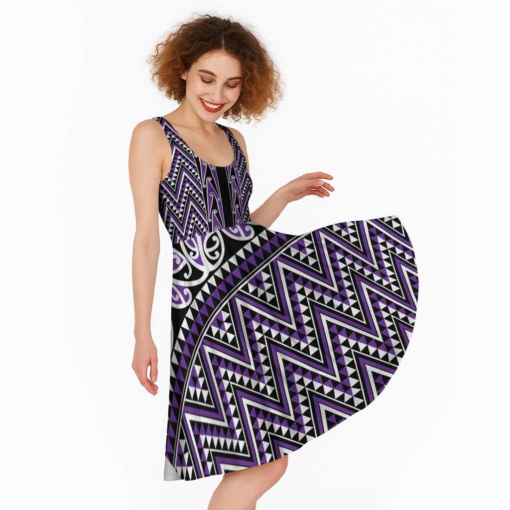 New Zealand Maori Niho Taniwha Midi Dress Waiporopo Mangopare and Puhoro Pattern - Aussie Hoodie