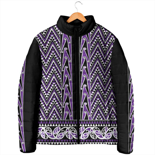 New Zealand Maori Niho Taniwha Padded Jacket Waiporopo Mangopare and Puhoro Pattern - Aussie Hoodie