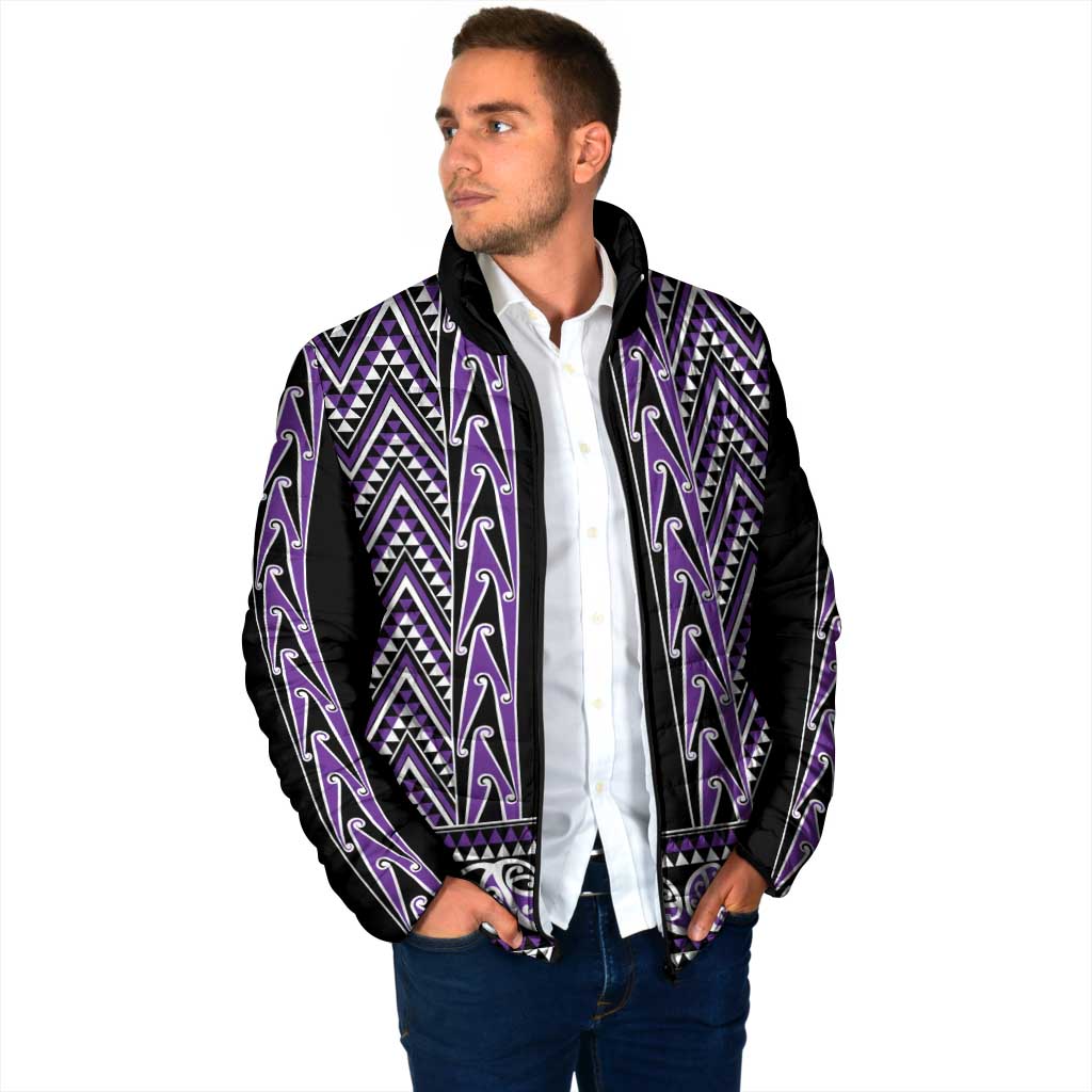 New Zealand Maori Niho Taniwha Padded Jacket Waiporopo Mangopare and Puhoro Pattern - Aussie Hoodie
