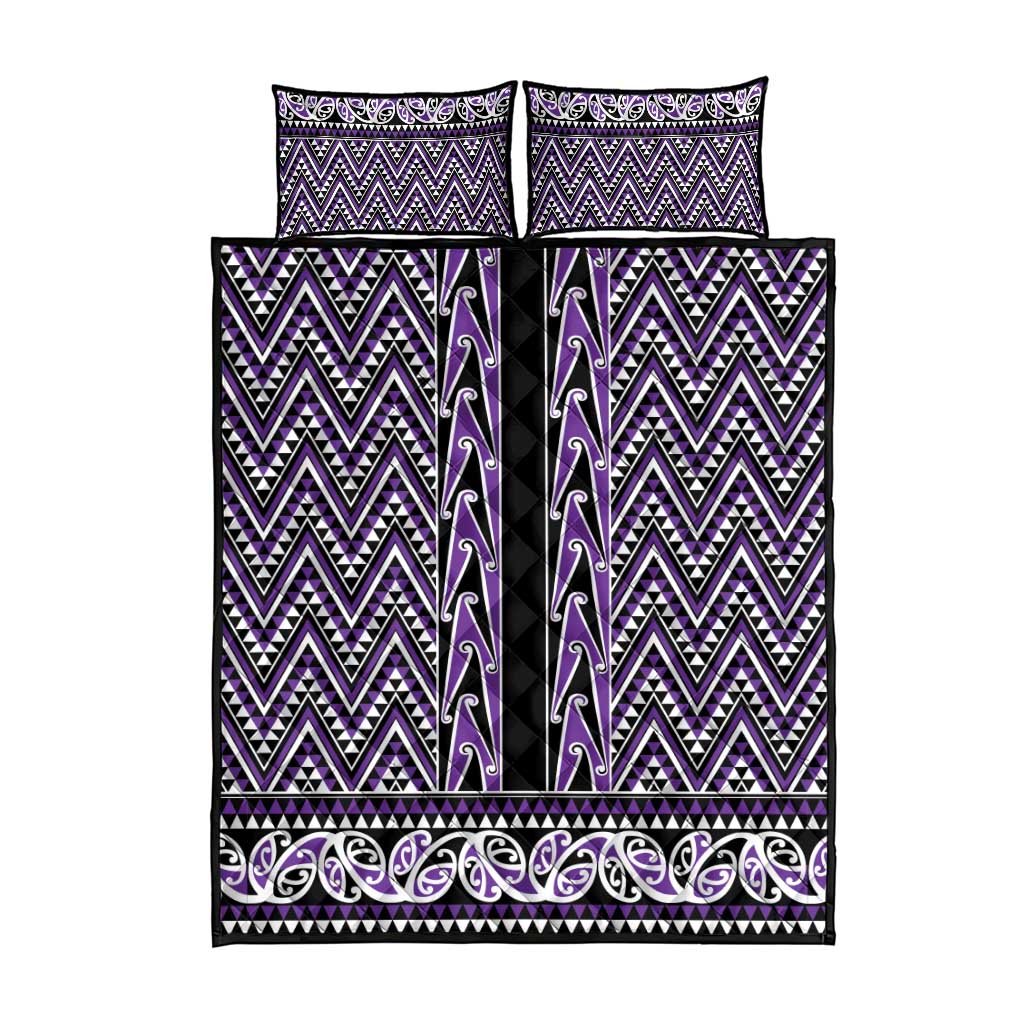 New Zealand Maori Niho Taniwha Quilt Bed Set Waiporopo Mangopare and Puhoro Pattern