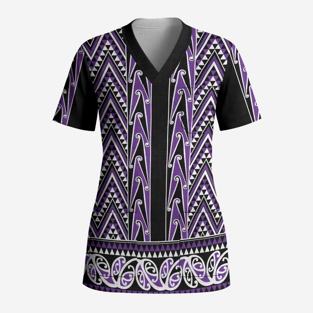 New Zealand Maori Niho Taniwha Scrub Top Waiporopo Mangopare and Puhoro Pattern - Aussie Hoodie