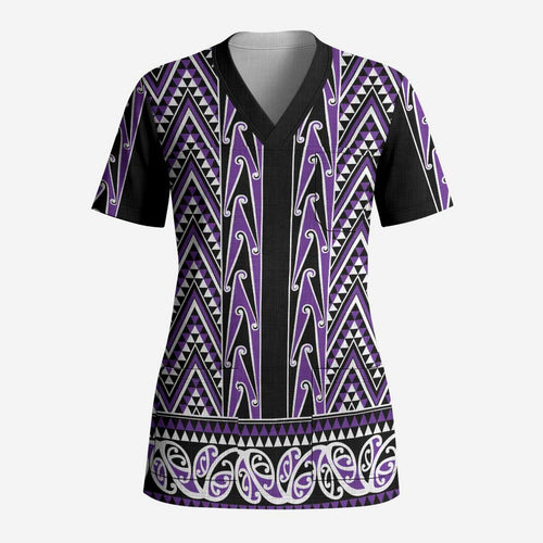 New Zealand Maori Niho Taniwha Scrub Top Waiporopo Mangopare and Puhoro Pattern - Aussie Hoodie