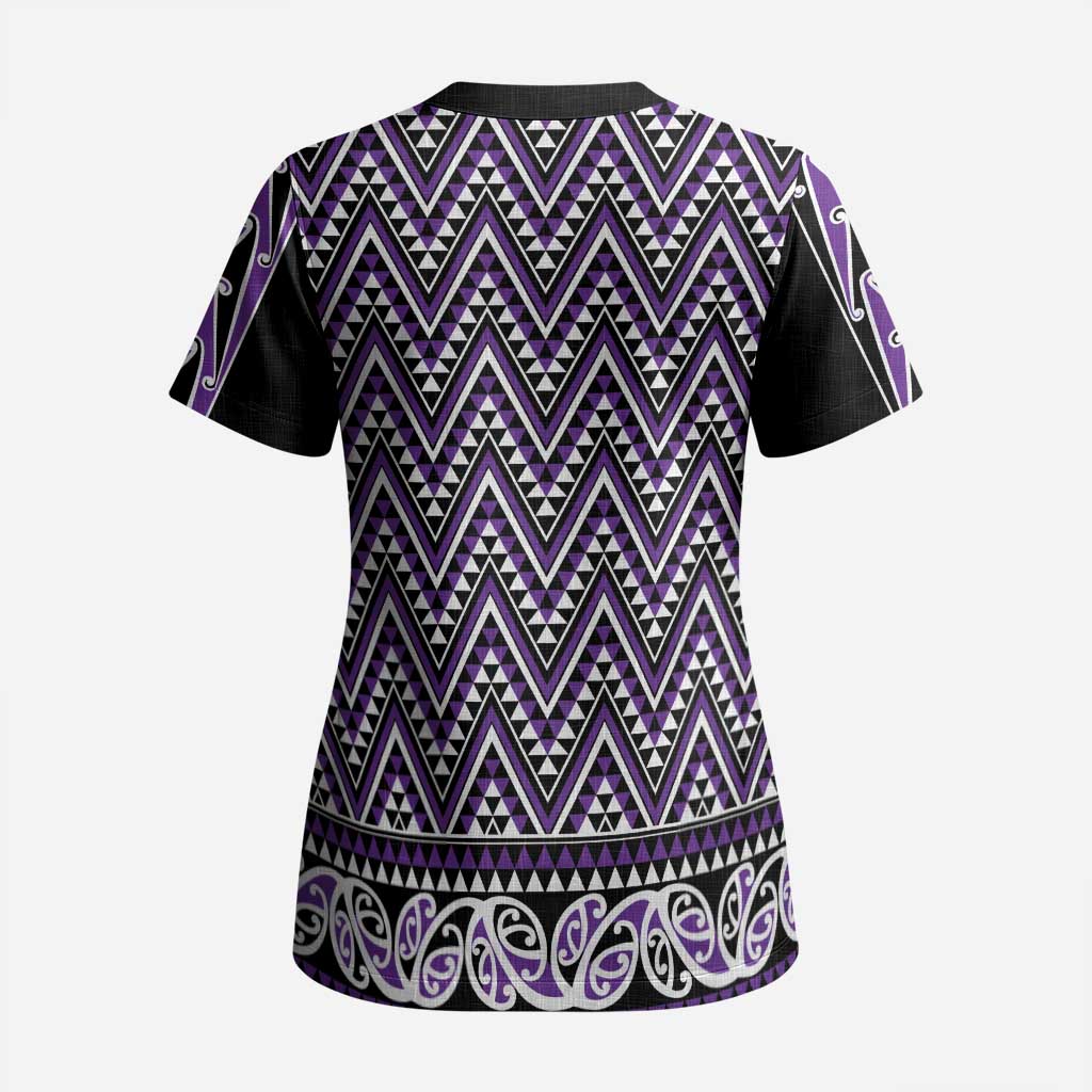 New Zealand Maori Niho Taniwha Scrub Top Waiporopo Mangopare and Puhoro Pattern - Aussie Hoodie