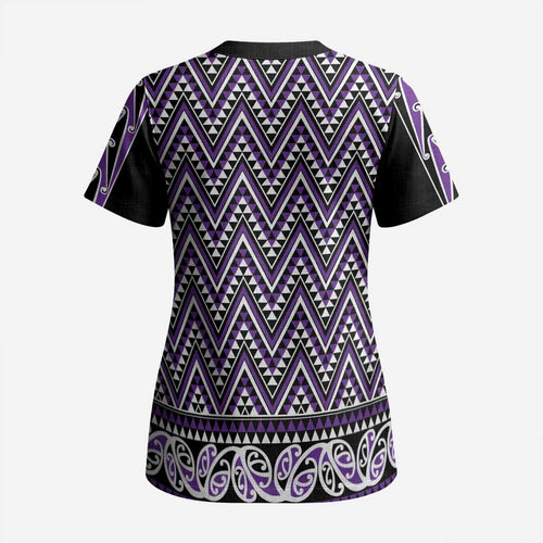 New Zealand Maori Niho Taniwha Scrub Top Waiporopo Mangopare and Puhoro Pattern - Aussie Hoodie