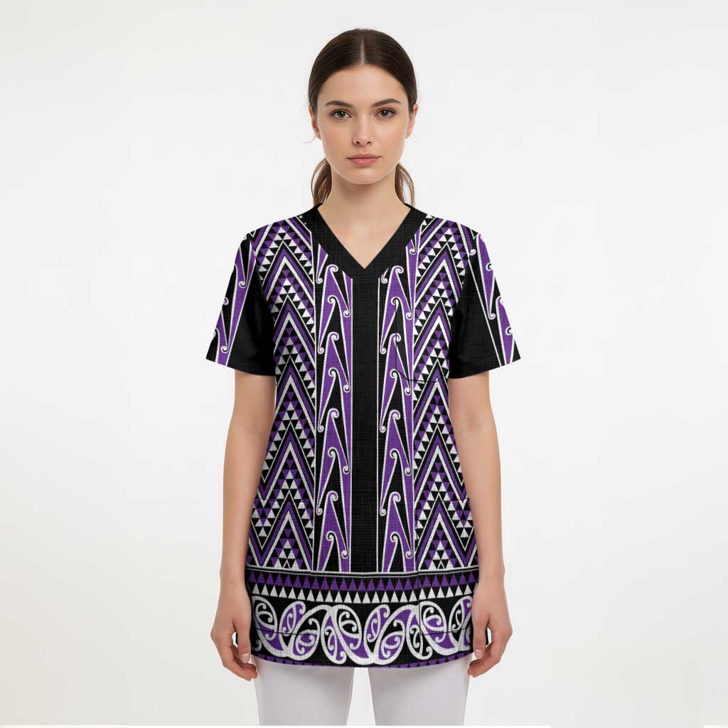New Zealand Maori Niho Taniwha Scrub Top Waiporopo Mangopare and Puhoro Pattern - Aussie Hoodie