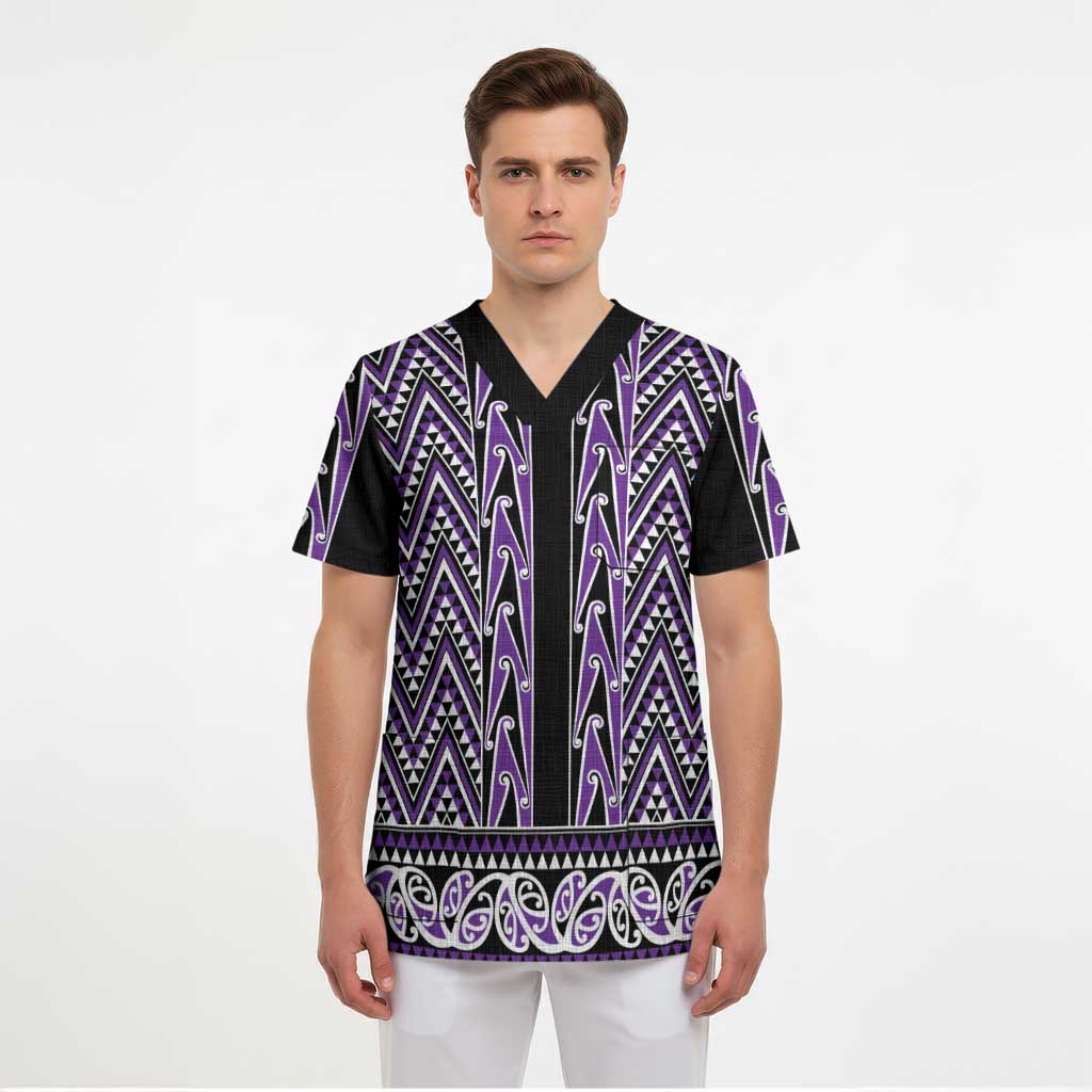 New Zealand Maori Niho Taniwha Scrub Top Waiporopo Mangopare and Puhoro Pattern - Aussie Hoodie