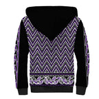 New Zealand Maori Niho Taniwha Sherpa Hoodie Waiporopo Mangopare and Puhoro Pattern