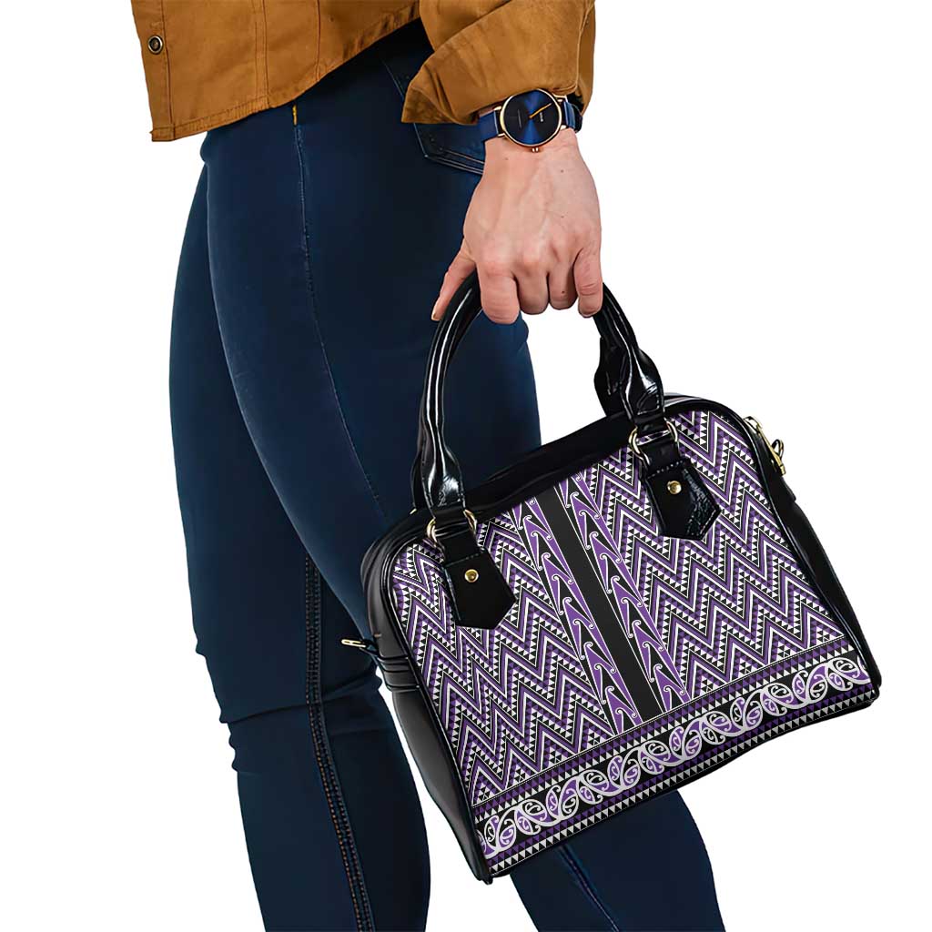 New Zealand Maori Niho Taniwha Shoulder Handbag Waiporopo Mangopare and Puhoro Pattern