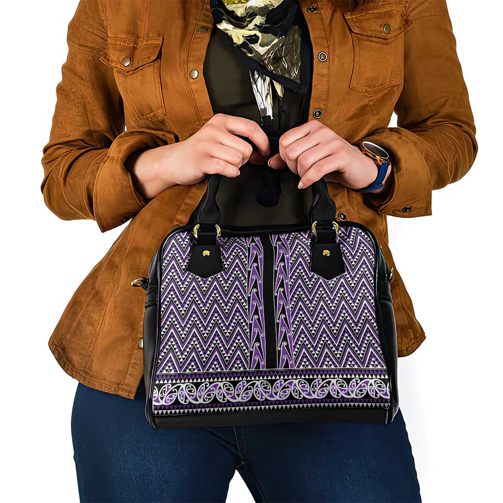 New Zealand Maori Niho Taniwha Shoulder Handbag Waiporopo Mangopare and Puhoro Pattern