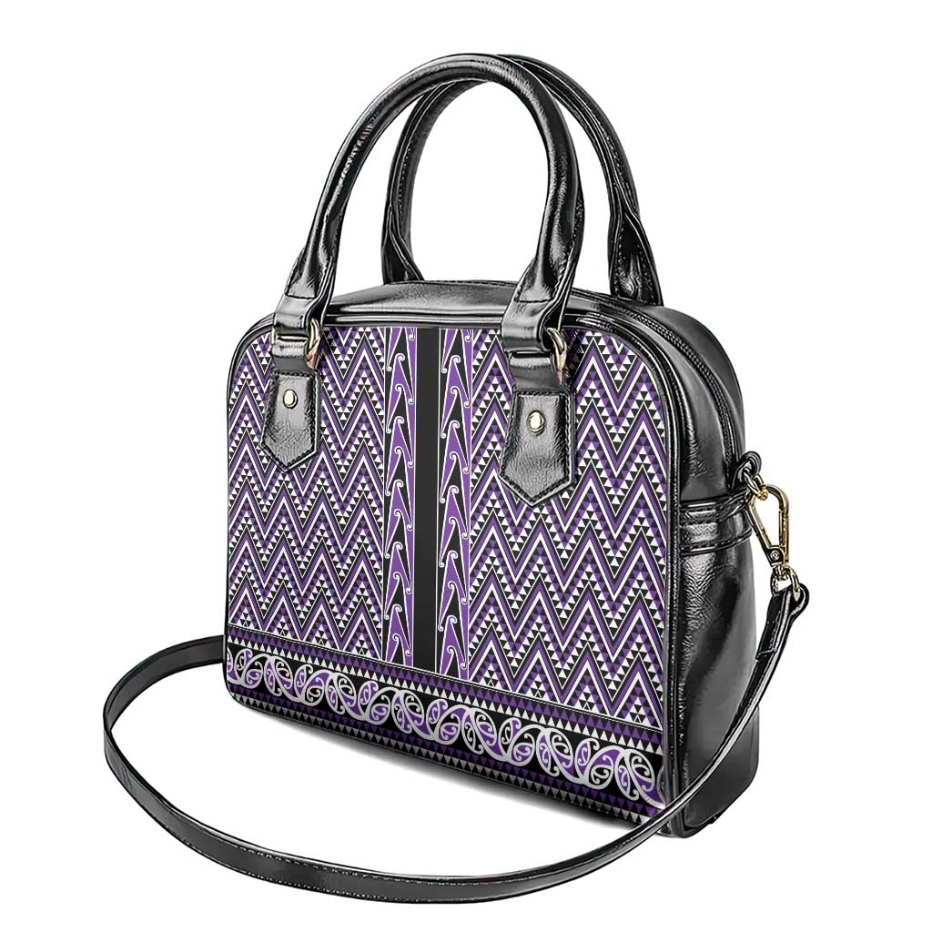 New Zealand Maori Niho Taniwha Shoulder Handbag Waiporopo Mangopare and Puhoro Pattern