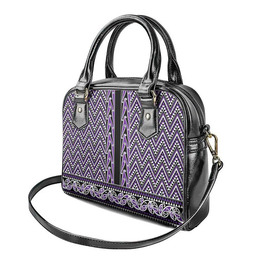 New Zealand Maori Niho Taniwha Shoulder Handbag Waiporopo Mangopare and Puhoro Pattern