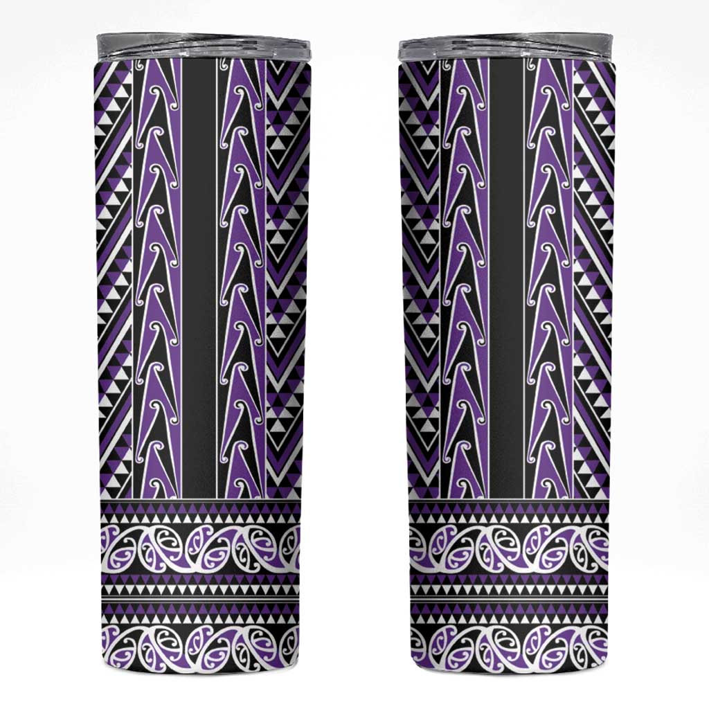 New Zealand Maori Niho Taniwha Skinny Tumbler Waiporopo Mangopare and Puhoro Pattern